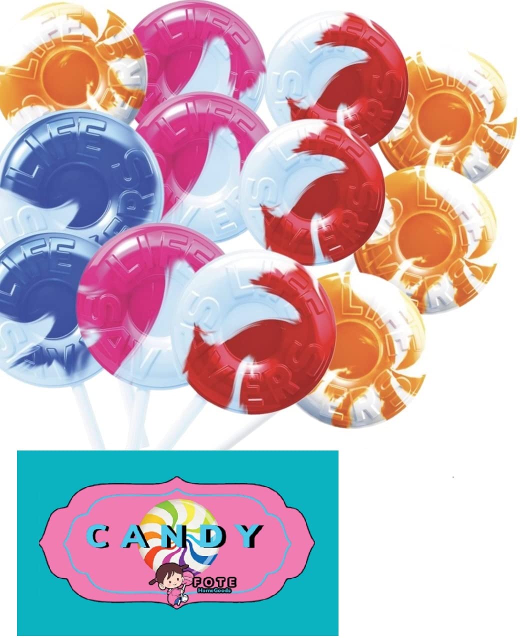 Lifesavers Swirl Lollipops 100 Count Bulk Easter Basket Candy Wrapped Lifesaver Swirled Suckers 4 flavors - Includes Bonus Fote Refrigertor magnet