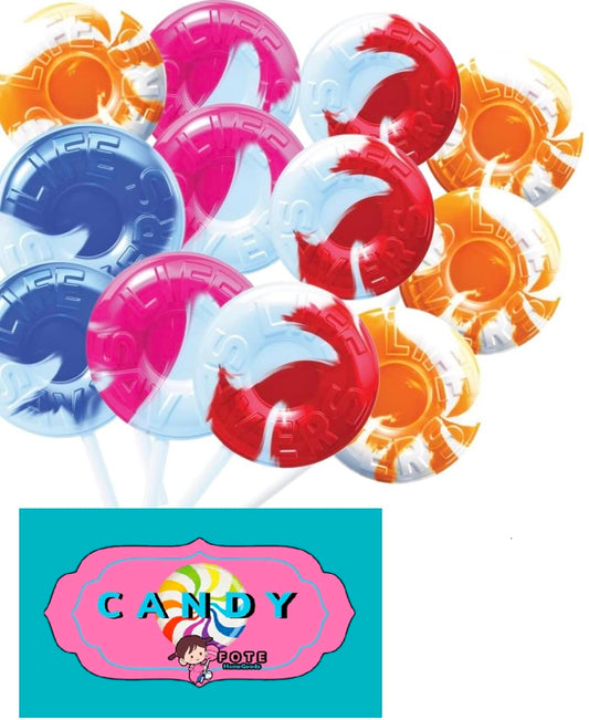 Lifesavers Swirl Lollipops 100 Count Bulk Easter Basket Candy Wrapped Lifesaver Swirled Suckers 4 flavors - Includes Bonus Fote Refrigertor magnet