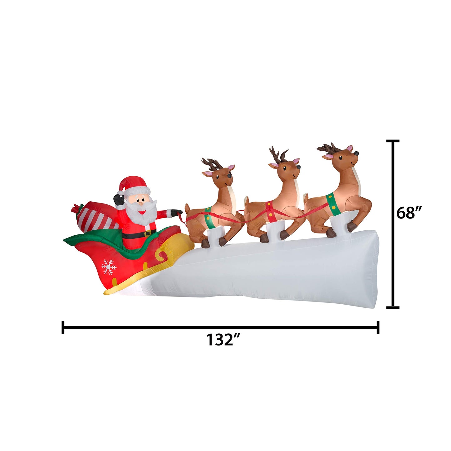 Gemmy Christmas Santas Sleigh with Flying Reindeer Inflatable, 11